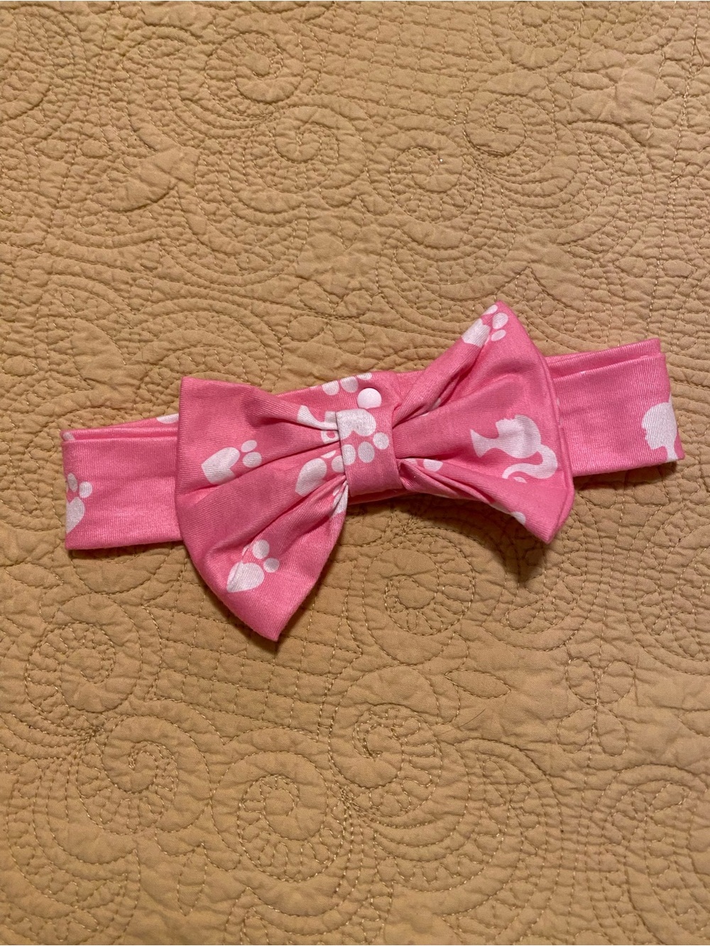 Barbie Pink Bow Headband with White Paw Prints